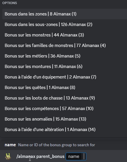 Exemple de la commande bonus_groupe