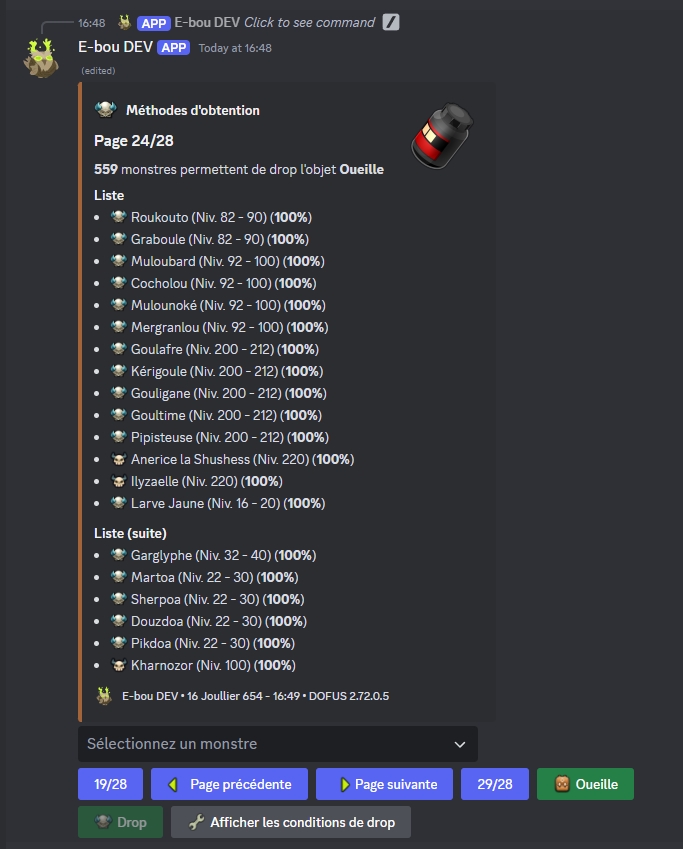 Pagination obtention item